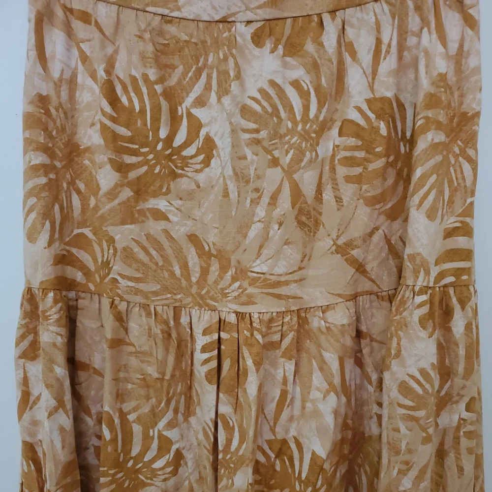 Lulus Veranda Vibes Beige Tropical Print Tiered Maxi Skirt Size XL - Picture 7 of 10